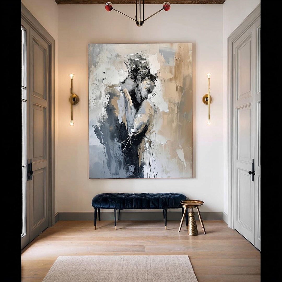 Original Abstract Woman Canvas Art, Framed Lovers Oil Painting - Etsy