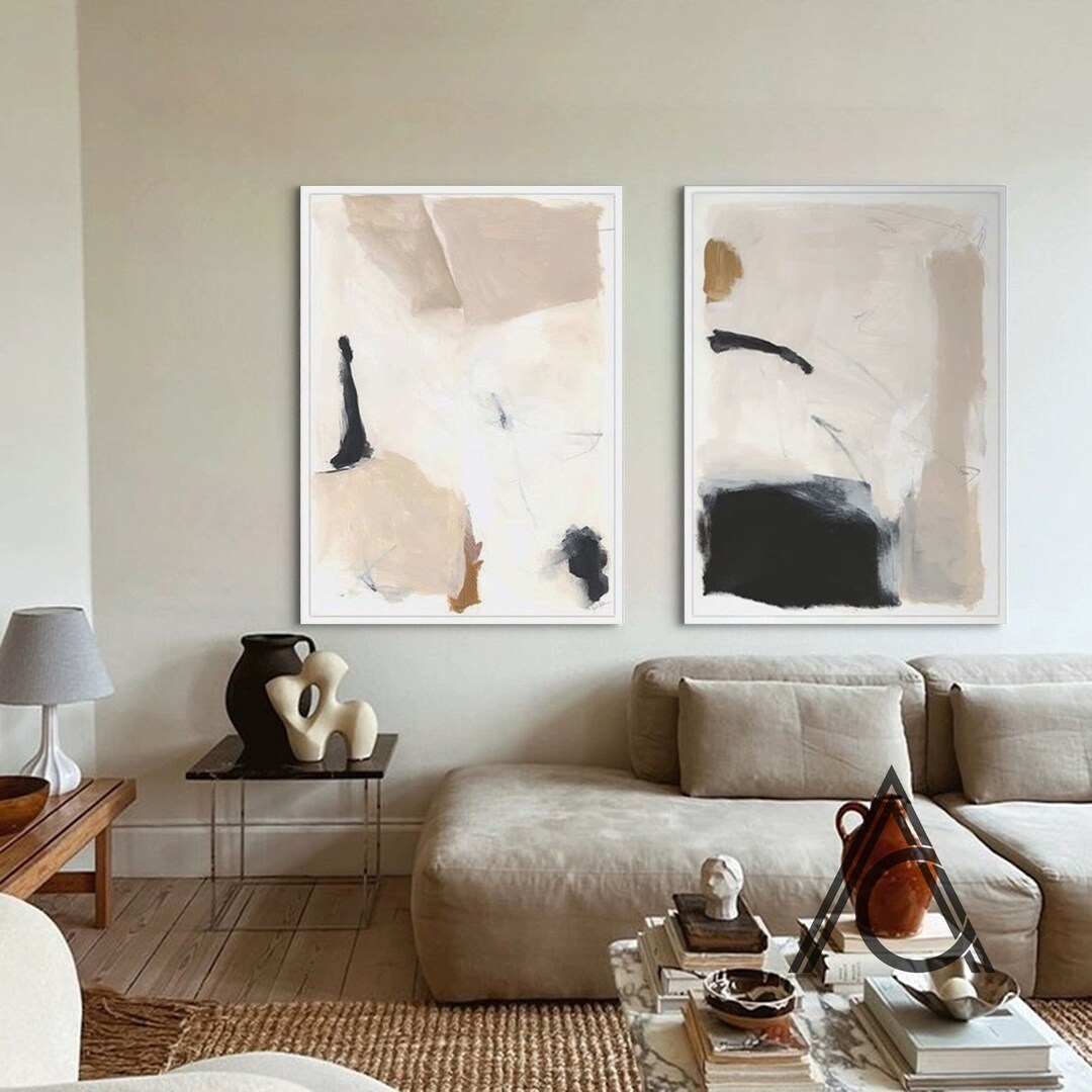 Set of 2 Pure Beige Wabi Sabi Wall Art Beige Painting Neutral Wabisabi ...