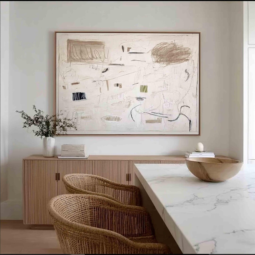 Pure Beige Minimalist Painting Beige Wabi Sabi Wall Art Modern ...