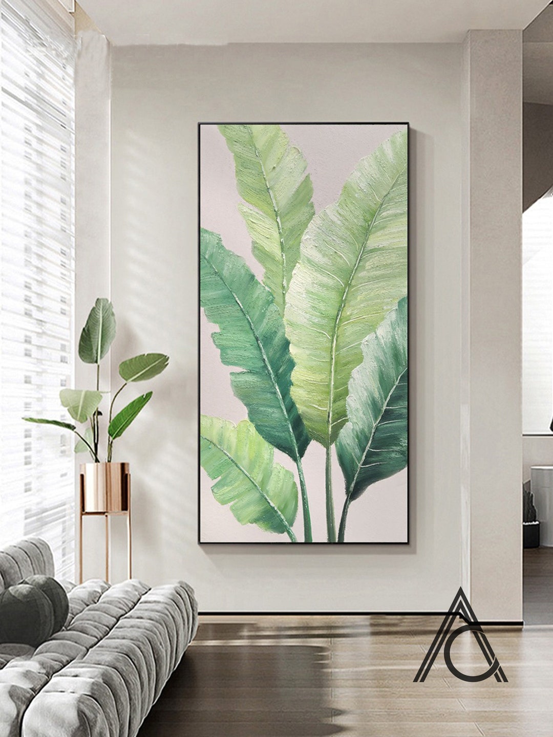 Green Leaf Acrylic Art Green Plants Painting Summer Painting - Etsy