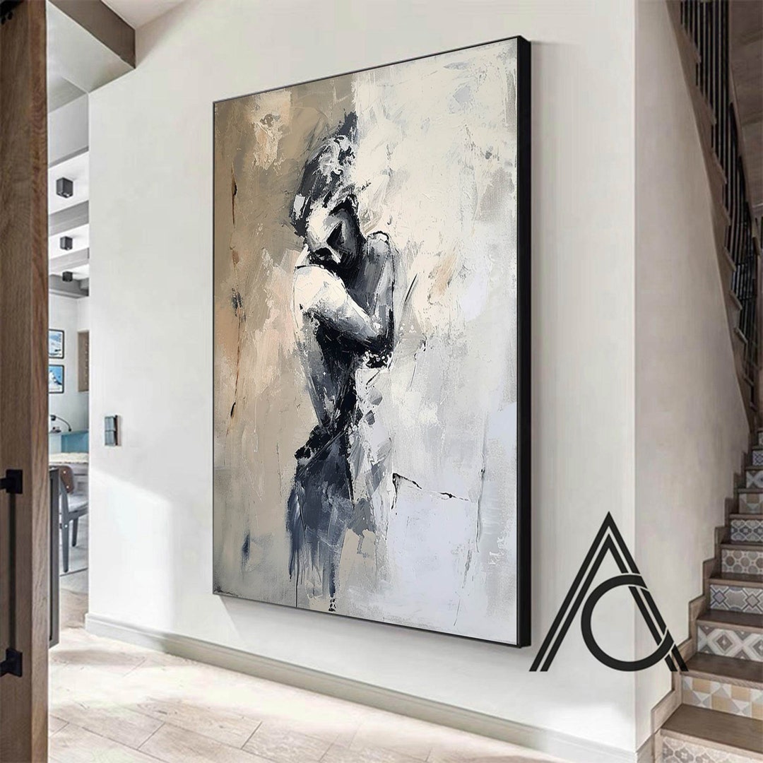 Original Wall Art Woman Face Canvas Art Abstract Lady Framed Woman ...