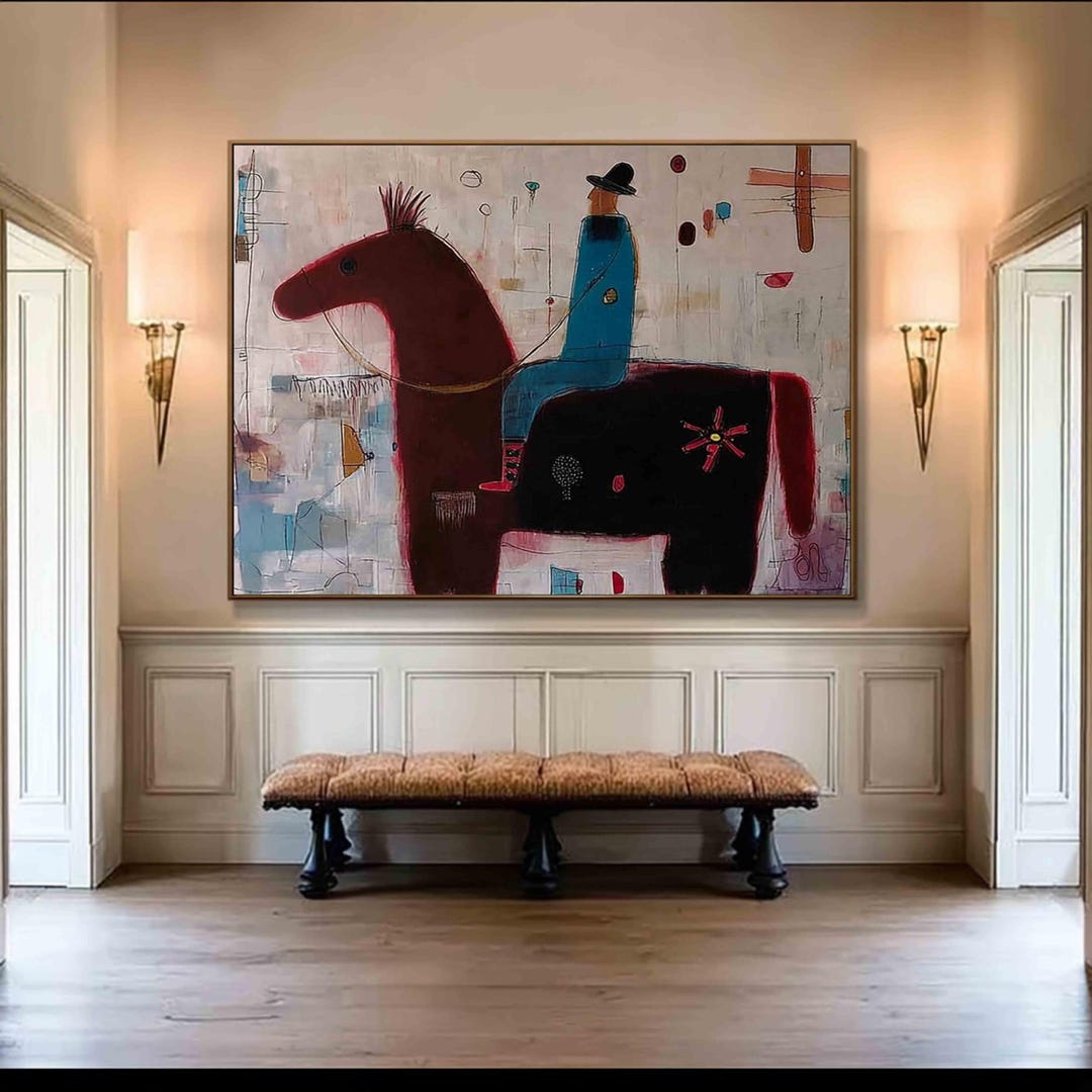 Horse Rider Art,retro Western Cowboy Wall Art, Large Abstract ...