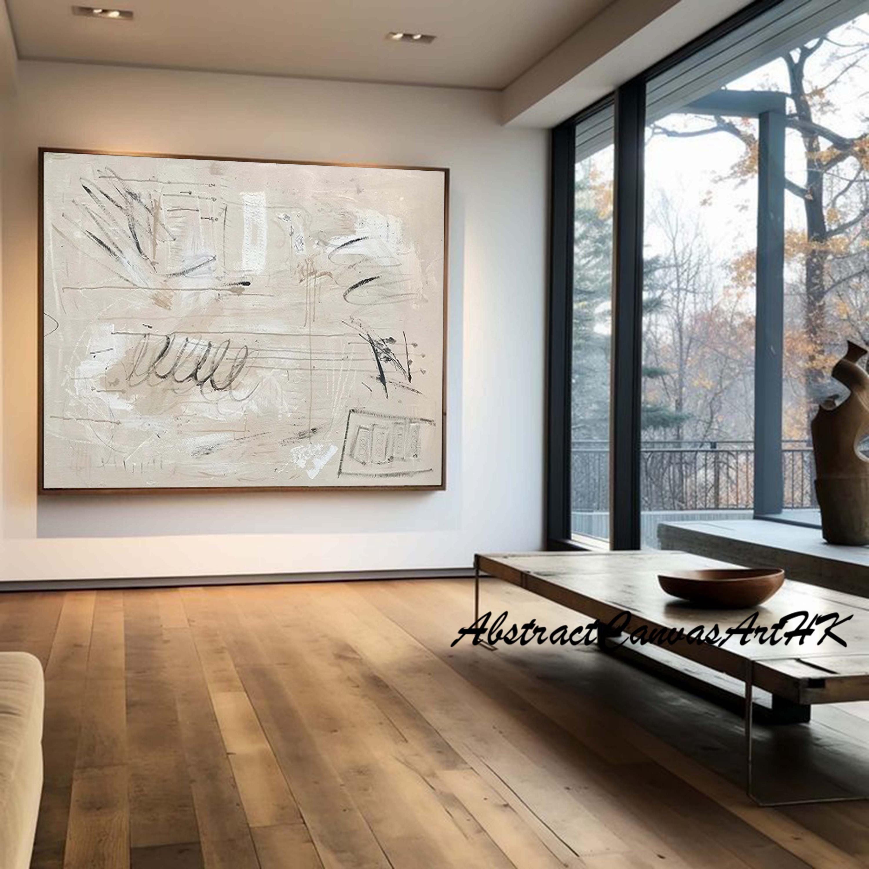 Pure Beige Minimalist Painting Beige Wabi Sabi Wall Art Modern ...
