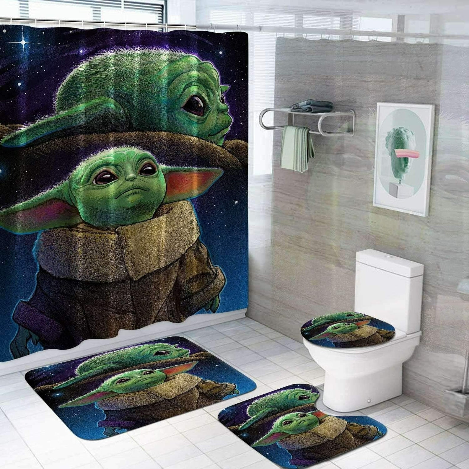 Star Wars Baby Yoda 4Pcs Bathroom Rugs Shower Curtain Bath Mat Etsy