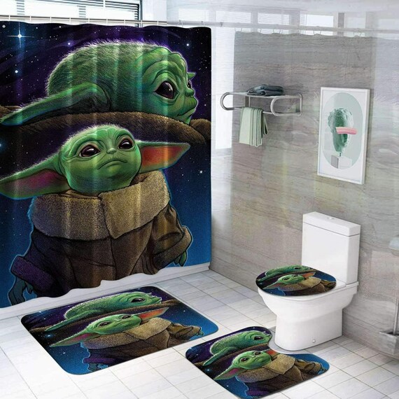 Star Wars Baby Yoda 4Pcs Bathroom Rugs Shower Curtain Bath Mat Etsy