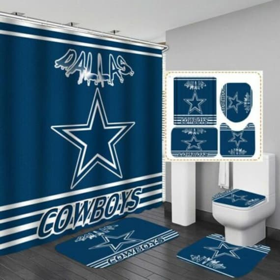 Dallas Cowboys Bathroom Rug Set 4PCS Shower Curtain Toilet Lid Etsy