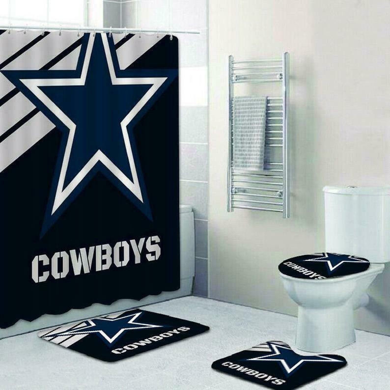 Dallas Cowboys 4PC Bathroom Set Shower Curtain Bath Mat Etsy