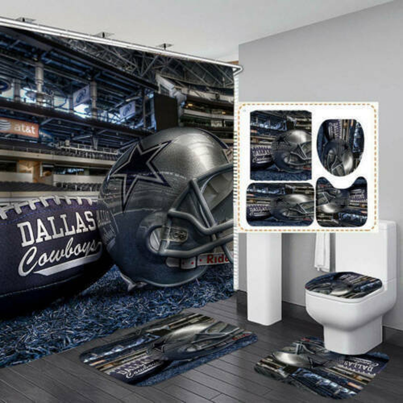 Dallas Cowboys FAN'S Bathroom Rugs Set Shower Curtain Bath