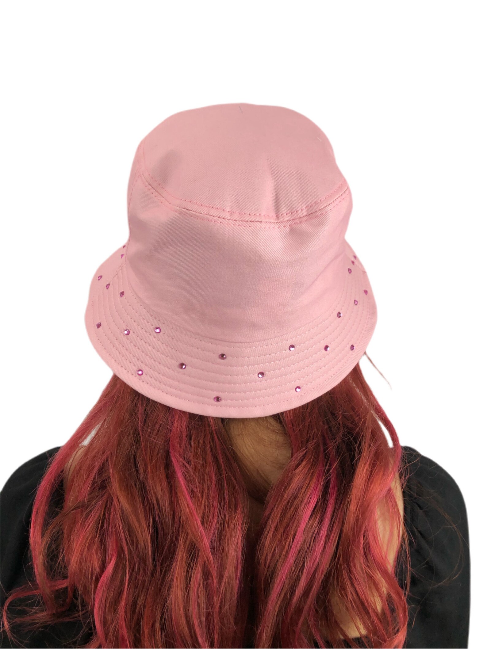 Pink Bucket Hat with pink rhinestone Etsy