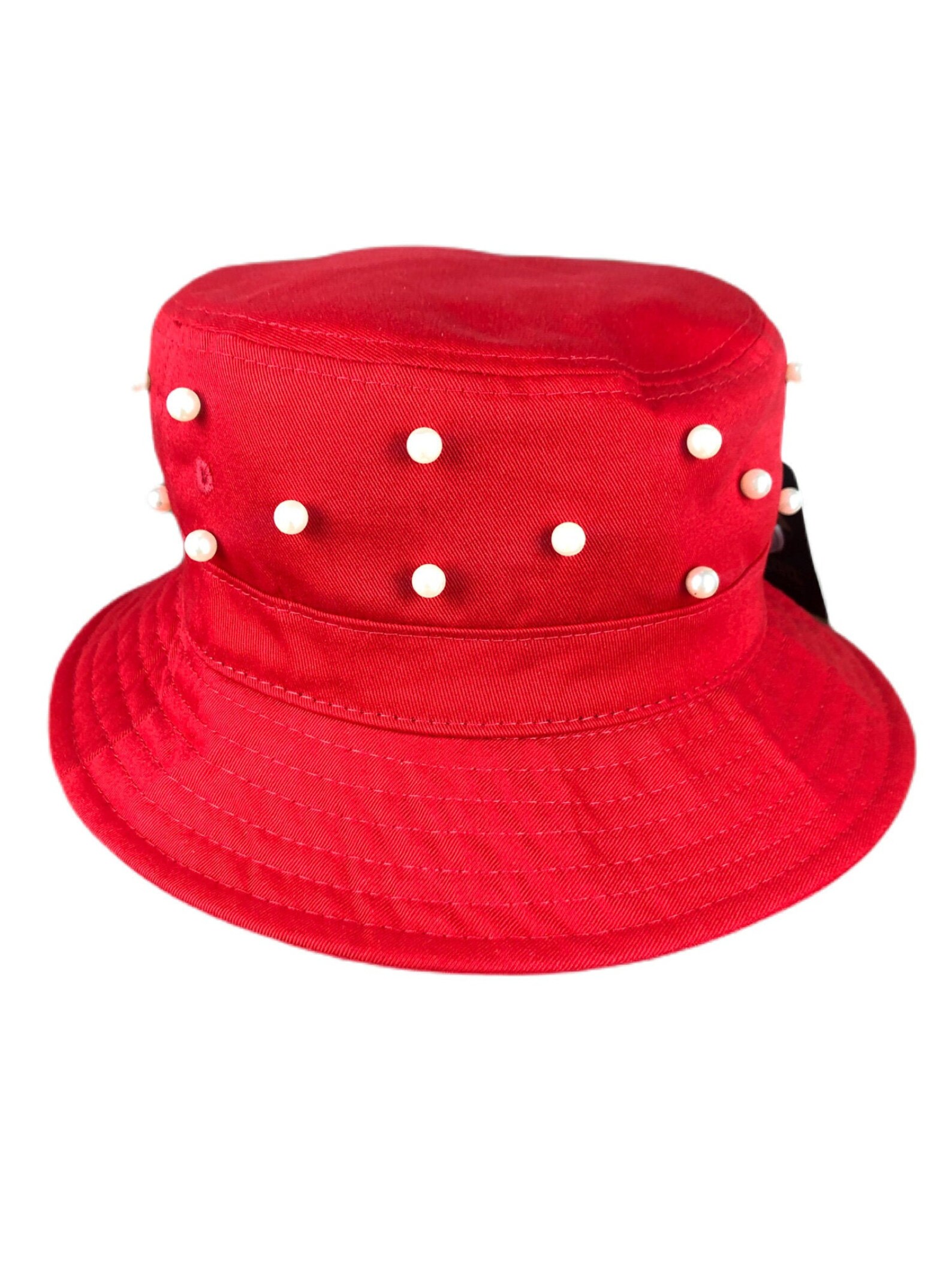 Red Bucket Hat whit beautiful pearl Etsy