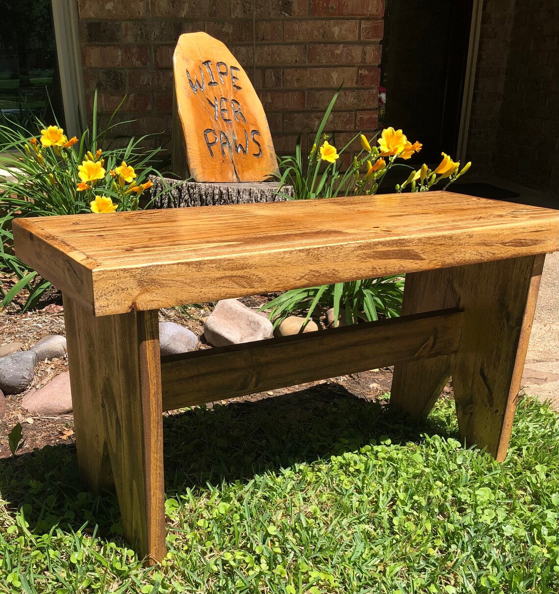 Wood sitting bench Etsy