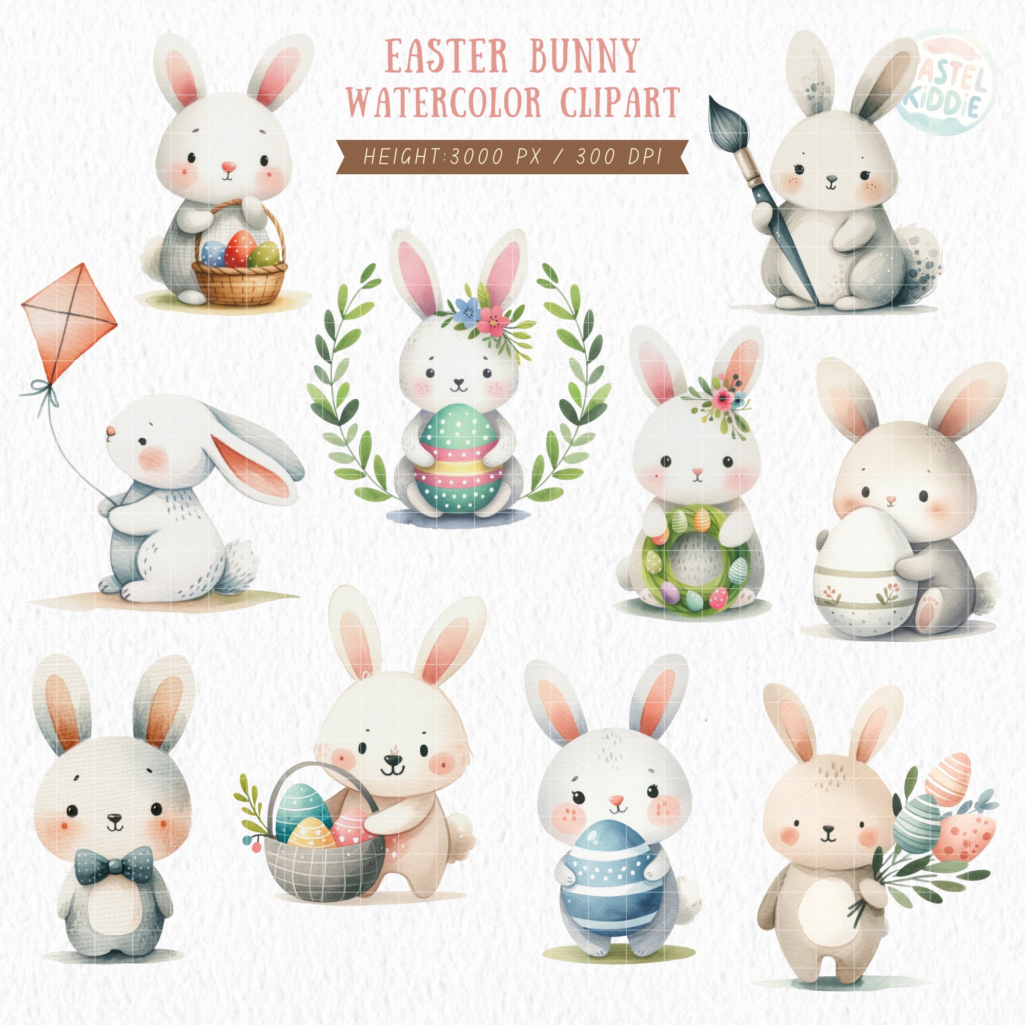 Watercolor Easter Bunny Clipart, Rabbit PNG Images (digital Download - Etsy