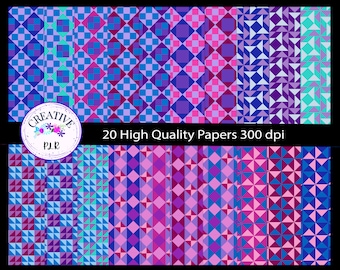 Quilted Jewels  Digital Paper  Pack |20 High Quality  Backgrounds   | Commercial Use Rights Included