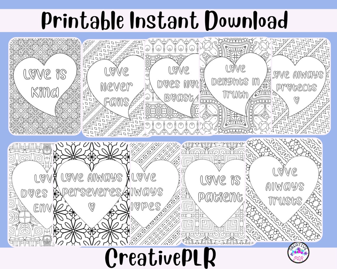 Love Quotes Coloring Pages 10 Printable Coloring Pages Instant Download ...