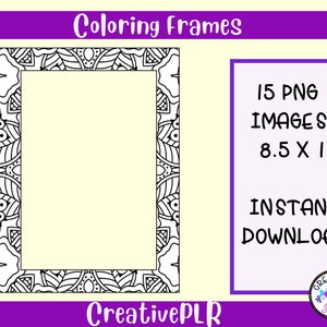 Coloring Frames Pack 1 | 15 Printable Coloring Pages | Coloring Pages | Journal Pages | Instant Download