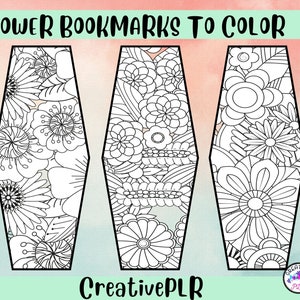 Flower Bookmarks to Color | 12 Bookmarks |12 Coloring Bookmarks