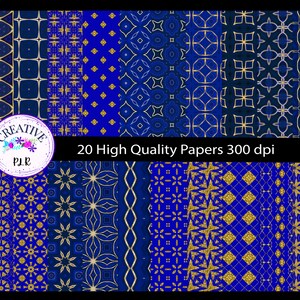 Royal and Gold  Digital Paper  Pack |20 High Quality  Backgrounds   | Commercial Use Rights Included