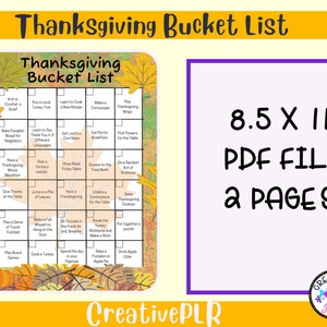 Thanksgiving Bucket List | Printable Bucket List | Holiday Activity | Thanksgiving Game
