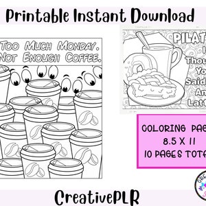 Morning Coffee Coloring Pages | 10 Printable Coloring Pages | Instant Download