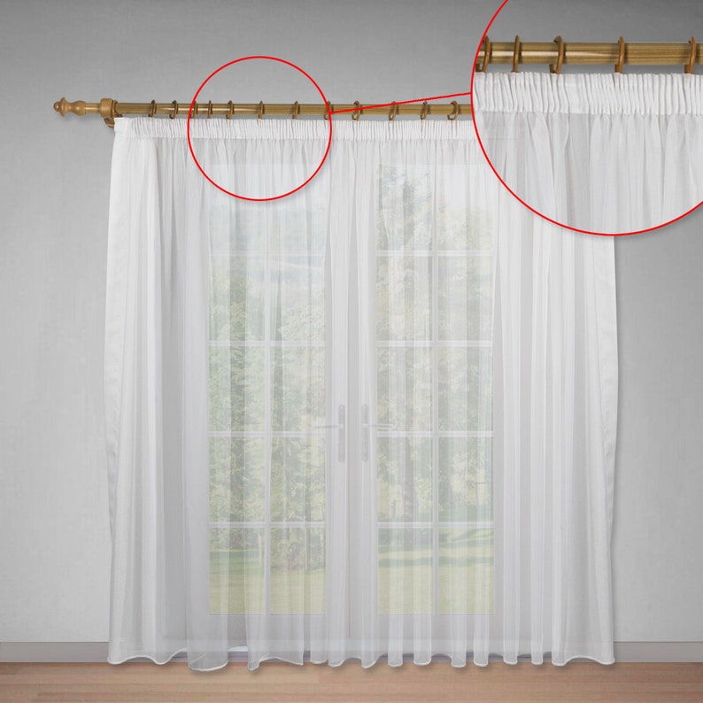Gardinen Vorhang Voile weiß halbtransparent mit Kräuselband Bleiband Fenster Wohnzimmer Schlafzimmer elegant modern verschiedene Größen Bild 3