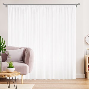 Voile curtains, white, semi-transparent with ruffle tape, lead tape, window, living room, bedroom, elegant, modern, various sizes