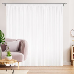 Gardinen Vorhang Voile weiß halbtransparent mit Kräuselband Bleiband Fenster Wohnzimmer Schlafzimmer elegant modern verschiedene Größen Bild 1