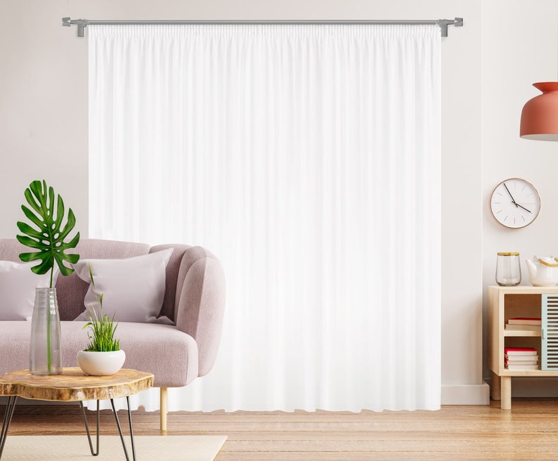 Gardinen Vorhang Voile weiß halbtransparent mit Kräuselband Bleiband Fenster Wohnzimmer Schlafzimmer elegant modern verschiedene Größen Bild 1