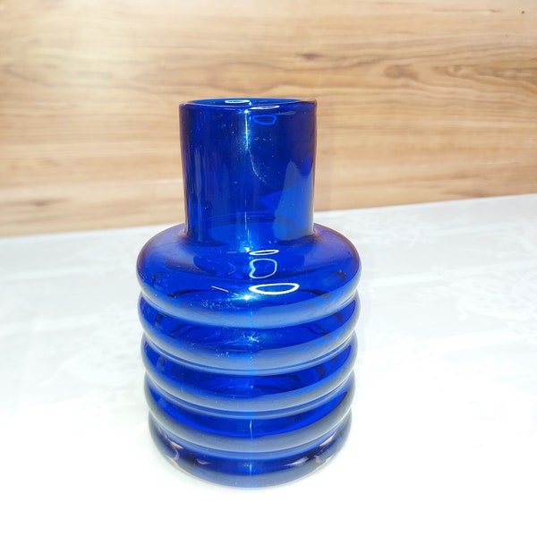 Blue Glass Vase Resin Crystal VEB Glaswerk Derenburg GDR Vintage Small Flower Vase Glass Vase 1960's 16cm Brigitte Höfs