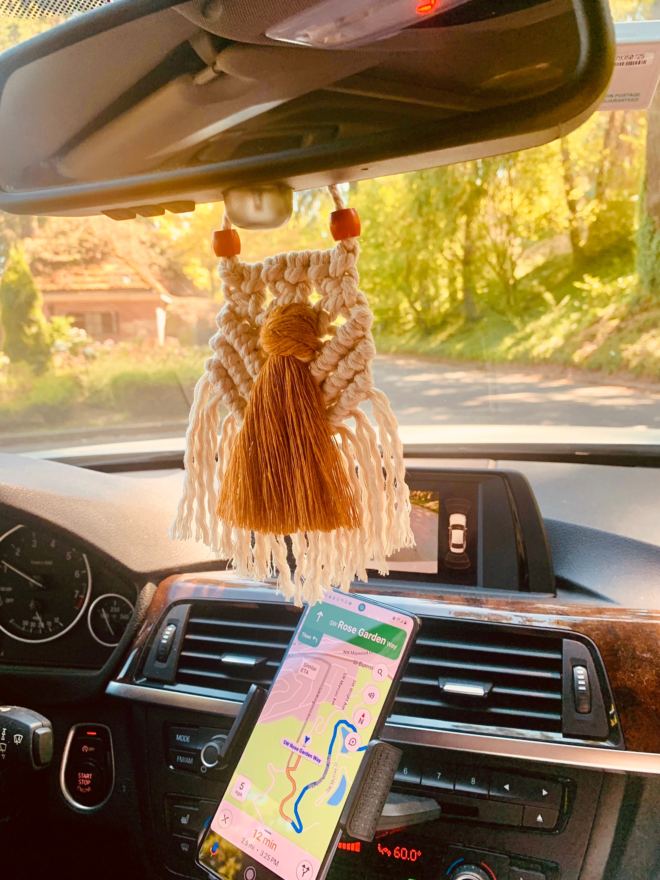 Car macrame decor Mini Macrame Wall Hanging Boho Car | Etsy