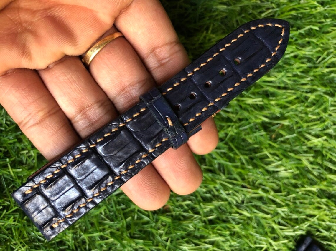22mm20mm Blue crocodile/alligator hornback watch strap Etsy