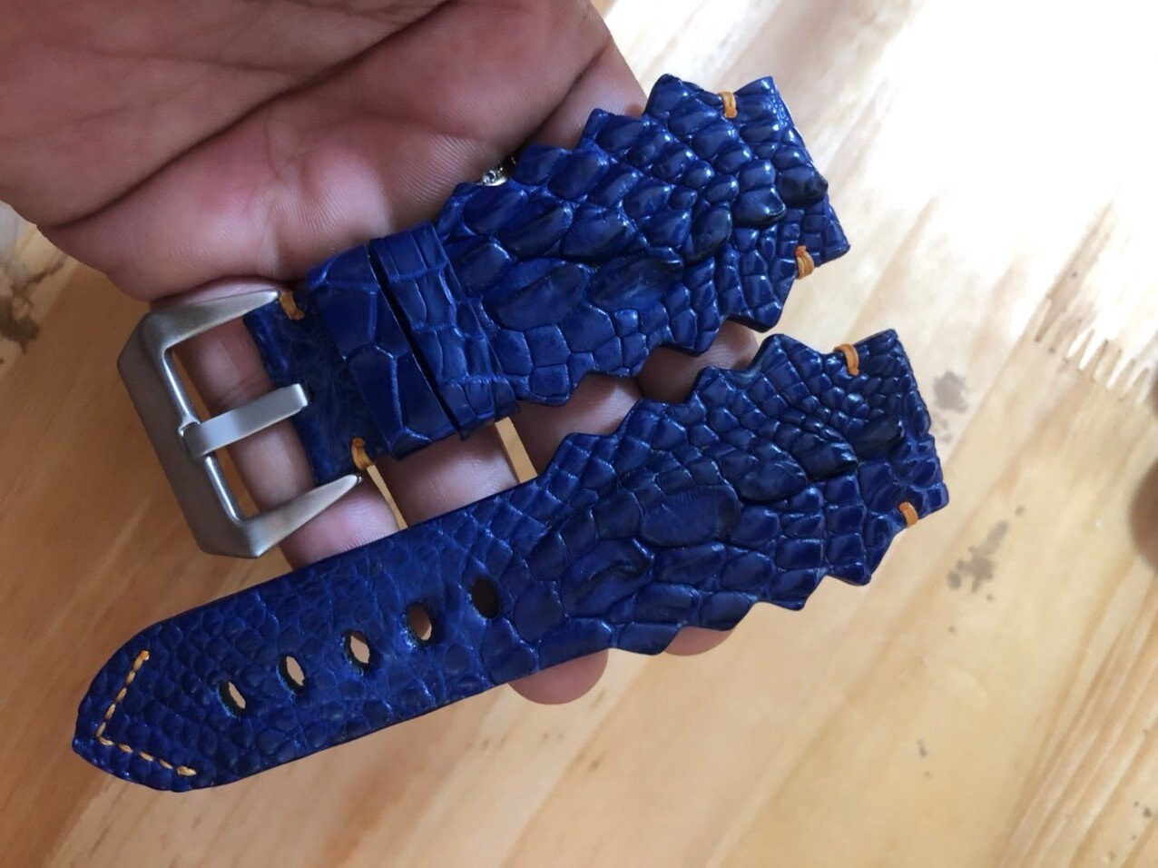 26mm24mm Blue crocodile/alligator hornback watch strap Etsy