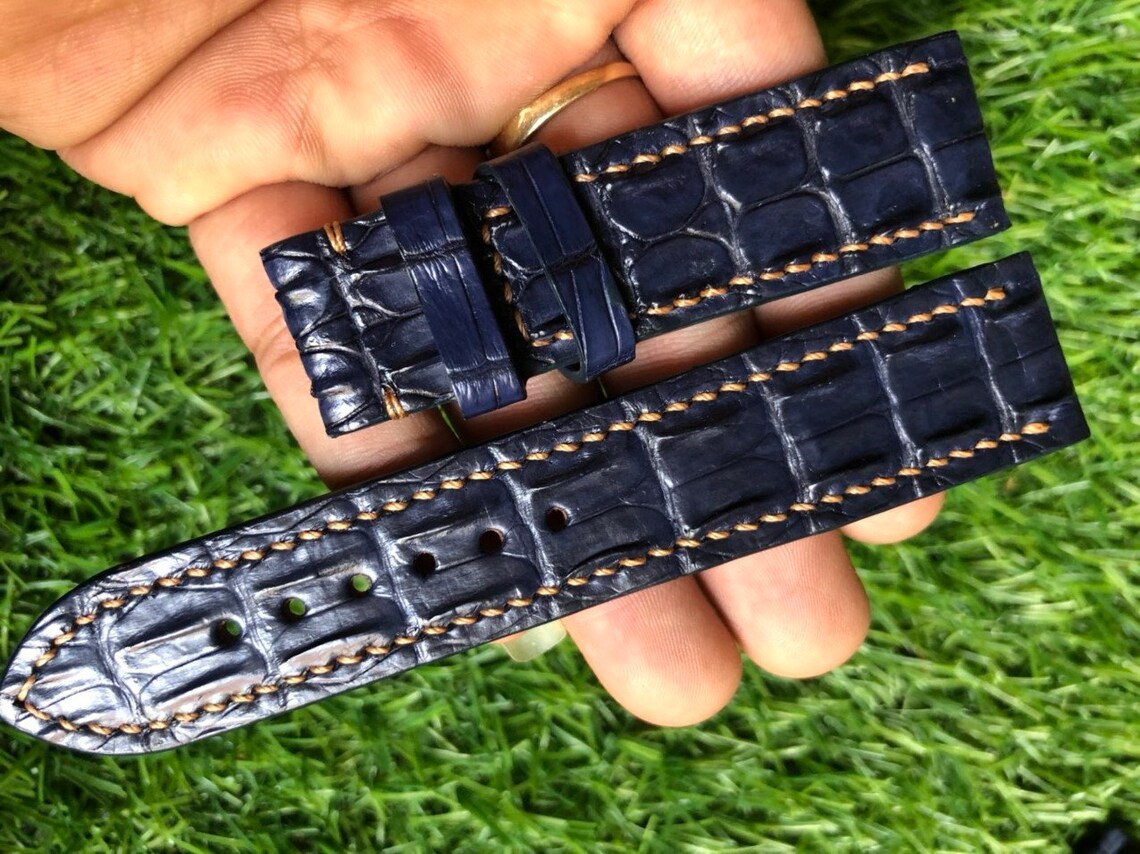 22mm-20mm Blue crocodile/alligator hornback watch strap | Etsy