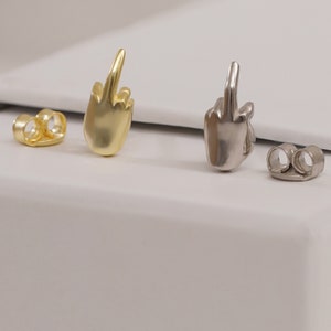 Middle Finger Gesture Earrings, Mid Finger Earrings,  Middle Finger Stud Earrings