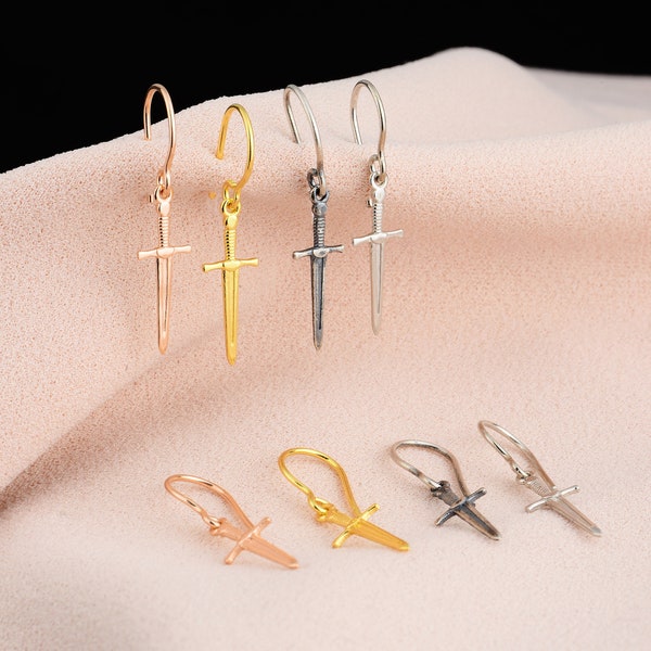 Sword Earrings, Knife Earrings, Gold Sword Earrings, Silver Dagger Earrings, Dagger Earrings, Small Stud Daggers