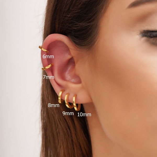 Huggie Earrings, Gold Huggie Hoops, Cartilage Hoop Earrings, Gold Hoop Earrings, Small Hoop Earrings, Gold Huggie Earrings, Tragus Earrings