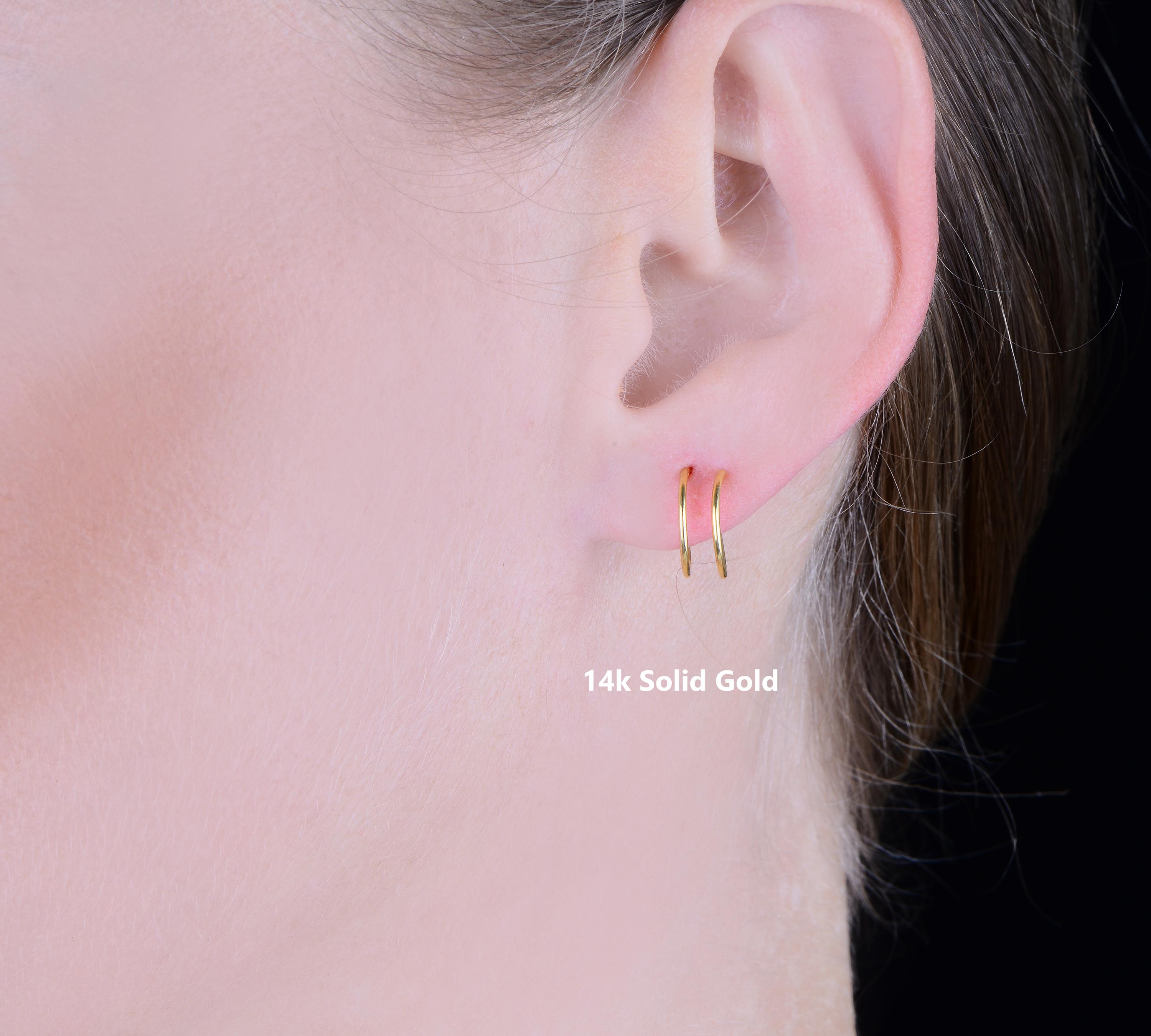 14k Solid Gold Double Nose Ring: Minimalist Spiral Cartilage Earring - Etsy
