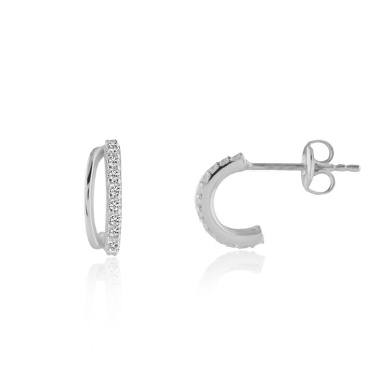 Numbering ♥ #3126 Double Line Pave Hoop Earrings Numbering Double Line Pave Hoop Earrings #3126 5BNY045