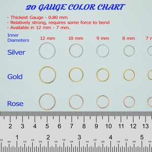 Tiny Hoop Earrings-Gold Cartilage Hoops-Thickness 20 Gauge (Relatively Thick) (0.80mm)-Inner Diameters 7mm,8mm,9mm,10mm,11mm,12mm