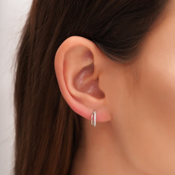 ピアス Double Line Pave Hoop Earrings #3126 CZ Pave Double Hoop Earrings, Double Helix Earrings, Double