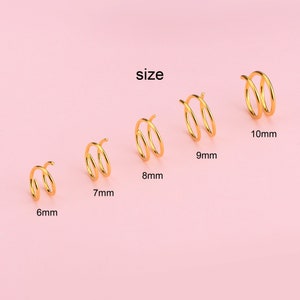 double hoop nose ring,double nose hoop 1 piercing,spiral hoop earrings,14K gold filled one piercing,single piercing double helix earrings,