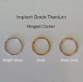 Implant Grade Titanium Hinged Clicker Hoop, Nose Piercing Ring, Septum Hoop, Thickness 20-18-16gauge - Inner Diameters 5mm to 12mm