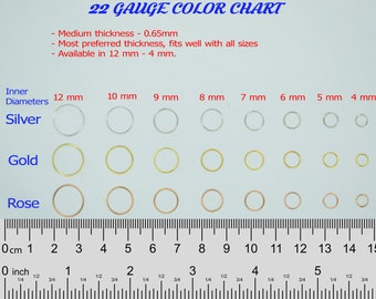 Small Hoop Earrings-Tragus Earrings-Cartilage Hoops-Thickness 22 Gauge (0.65mm)-Inner Diameters 4mm,5mm,6mm,7mm,8mm,9mm,10mm,11mm,12mm