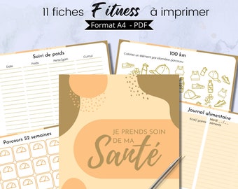 Fitness planner to print in French - pack of sheets for home binder and planner - neutral