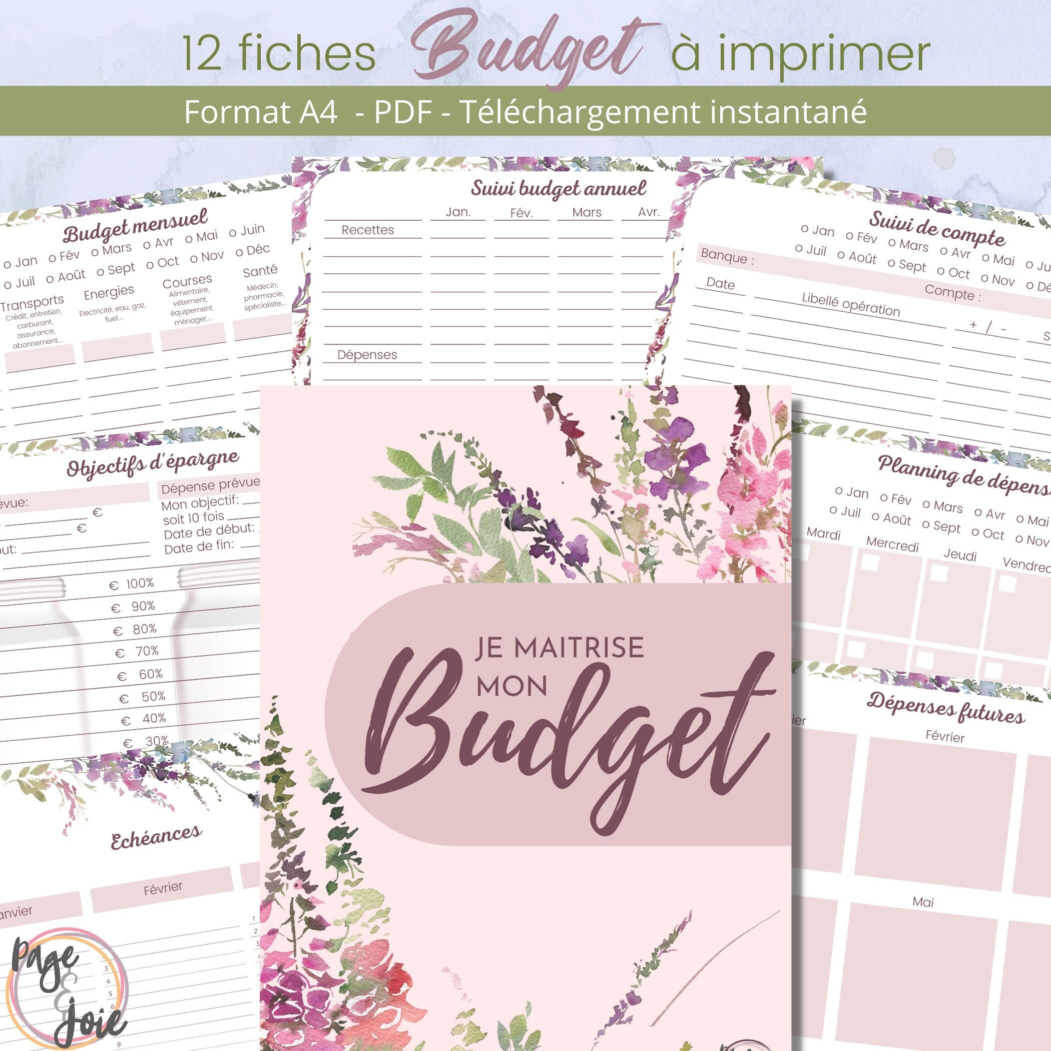 Page budget mensuel à imprimer A4 A5 - Doodle