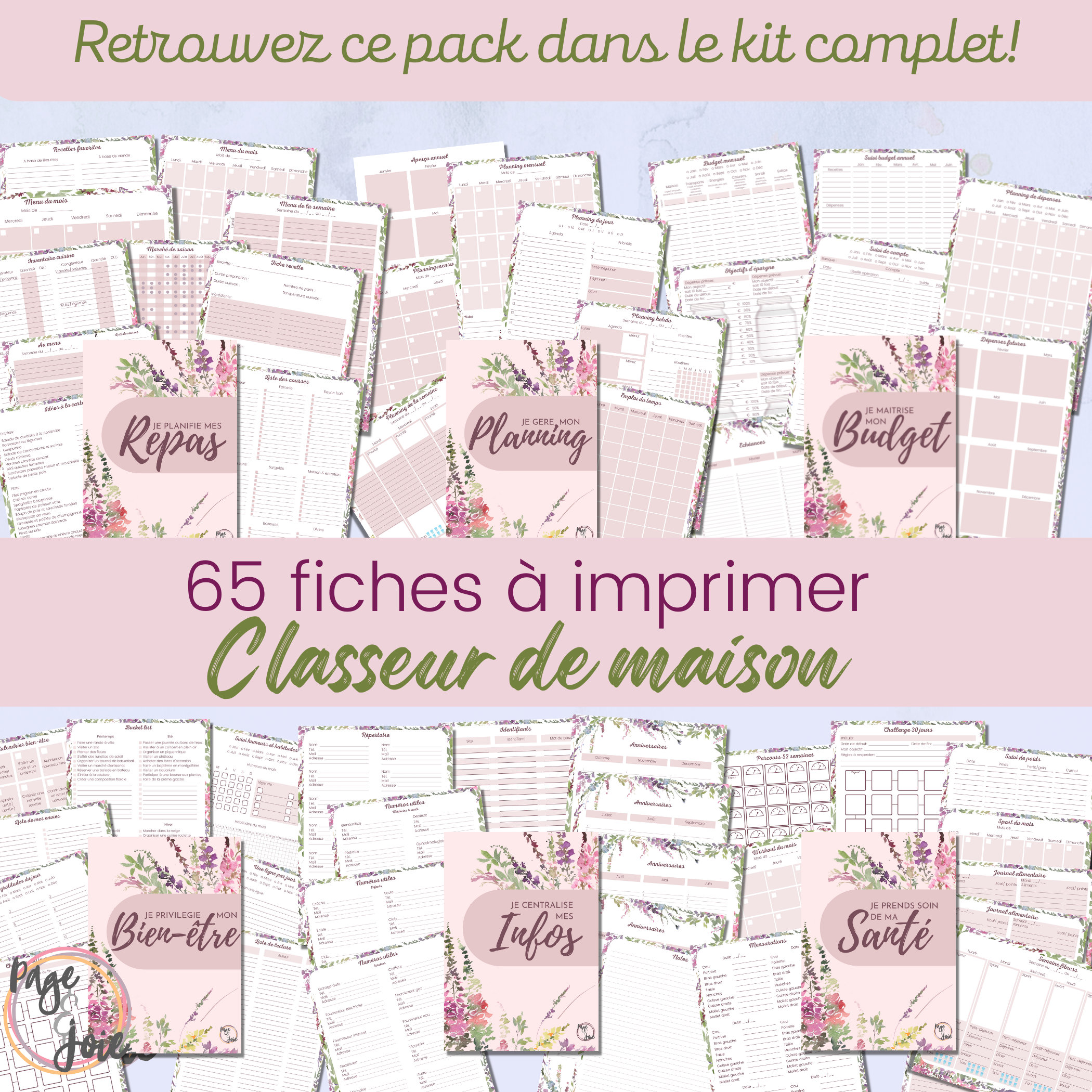 Fiches budget planner à imprimer en français pack de fiches pour classeur  de maison et planner lila -  Canada