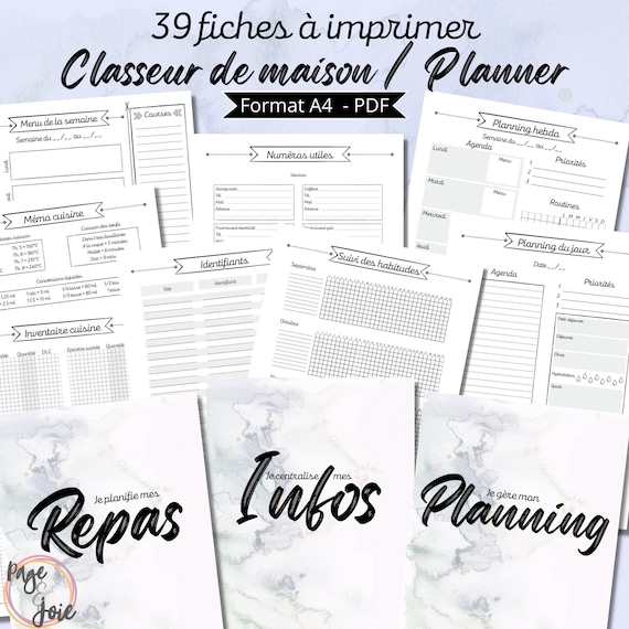 Fiches A Imprimer En Francais Pour Classeur De Maison Etsy
