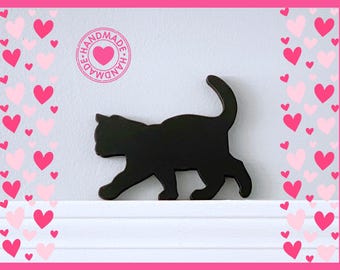 Handmade Black Kitten Door Topper: Cat Lover Gift