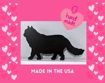 Long Haired Black Cat silhouette door topper, Handmade gift for cat lover, Cat memorial gift