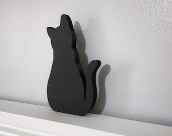 Handmade Black Cat Door Topper: Cat Lover Gift, Shelf Sitter Decor