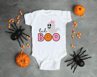 Halloween baby Bodysuit for girl, Lil Boo, Halloween baby clothes, Halloween Baby shower gift
